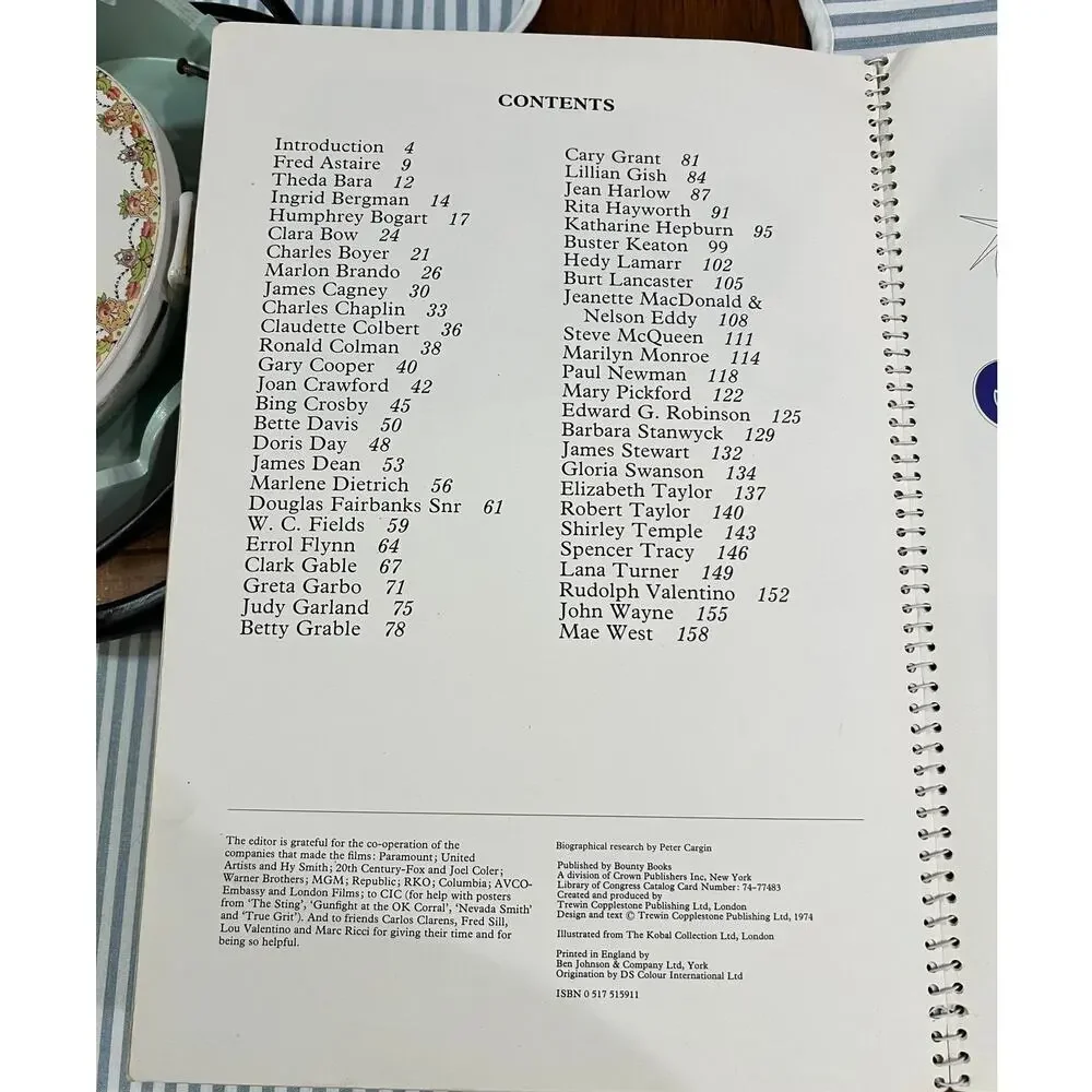 1974 50 Super Stars Spiral Bound Book John Kobal Marilyn Monroe John Wayne